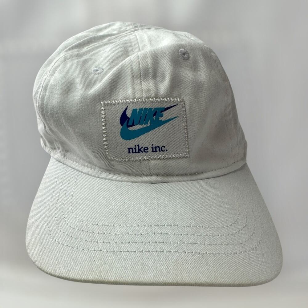 Nike TODDLER HBR Patch Curve Brim Cap White Blue Adjustable Strap Back Hat Rare - Picture 1 of 9